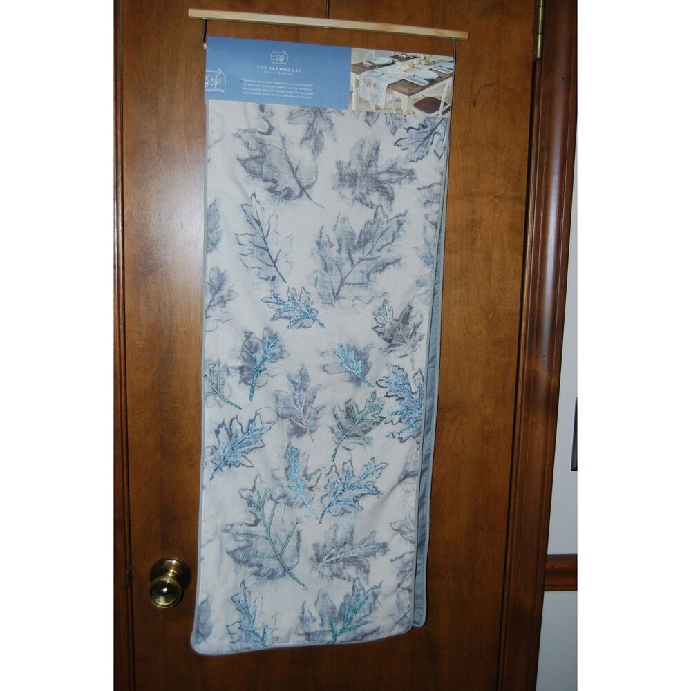 RACHEL ASHWELL THE FARMHOUSE SHABBY CHIC TABLE RUNNER WITH EMBROIDERY